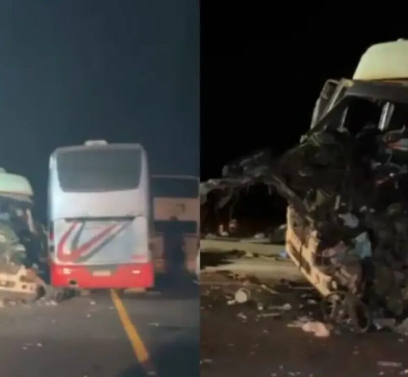 Colisão entre caminhão e ônibus escolares deixa ferido na BR-163 em Mato Grosso